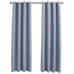 vidaXL Blackout Curtains with Metal Rings 2 pcs Grey 140x175 cm 2