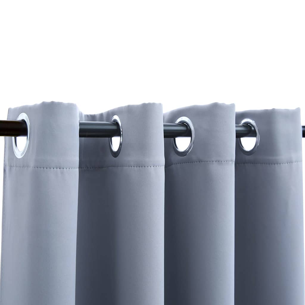 vidaXL Blackout Curtains with Metal Rings 2 pcs Grey 140x245 cm 3