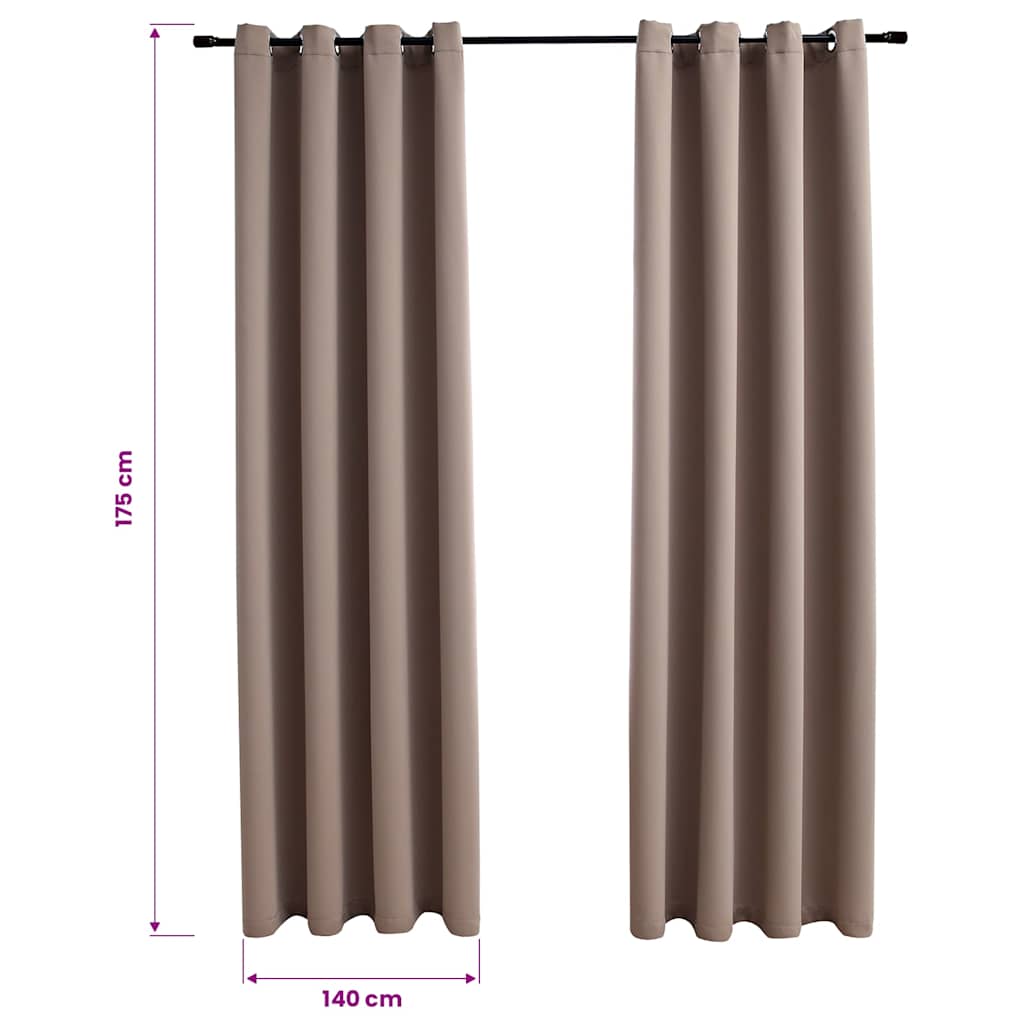 vidaXL Blackout Curtains with Metal Rings 2 pcs Taupe 140x175 cm 6