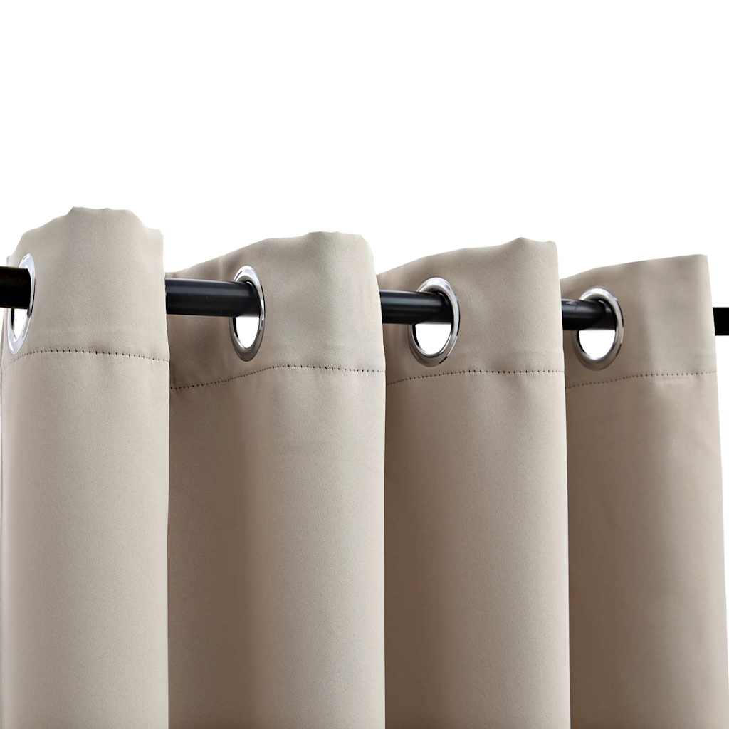 vidaXL Blackout Curtains with Metal Rings 2 pcs Beige 140x225 cm 3