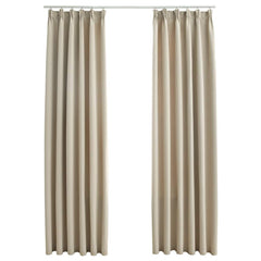 vidaXL Blackout Curtains with Hooks 2 pcs Beige 140x225 cm 2