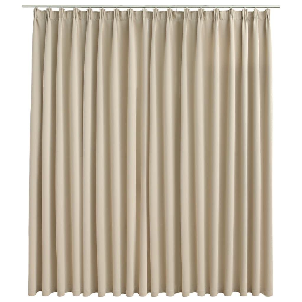 134449 vidaXL Blackout Curtain with Hooks Beige 290x245 cm 2