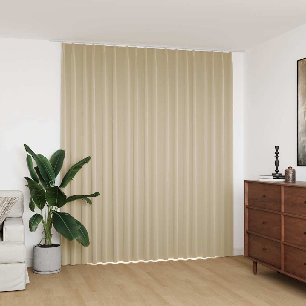 134449 vidaXL Blackout Curtain with Hooks Beige 290x245 cm 1