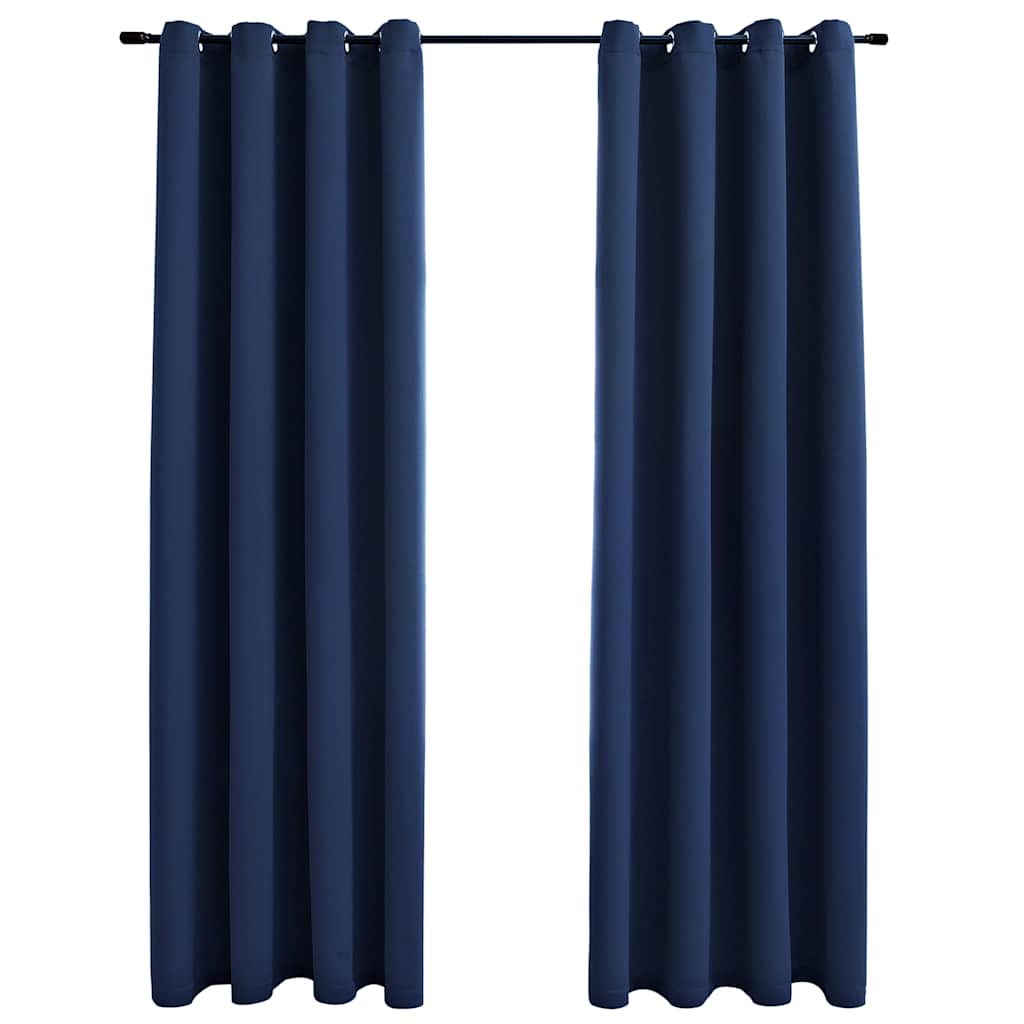 vidaXL Blackout Curtains with Metal Rings 2 pcs Blue 140x225 cm 2