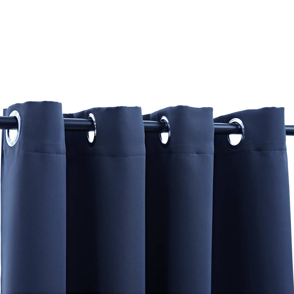 vidaXL Blackout Curtains with Metal Rings 2 pcs Blue 140x245 cm 3