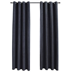 vidaXL Blackout Curtains with Metal Rings 2 pcs Anthracite 140x175 cm 2