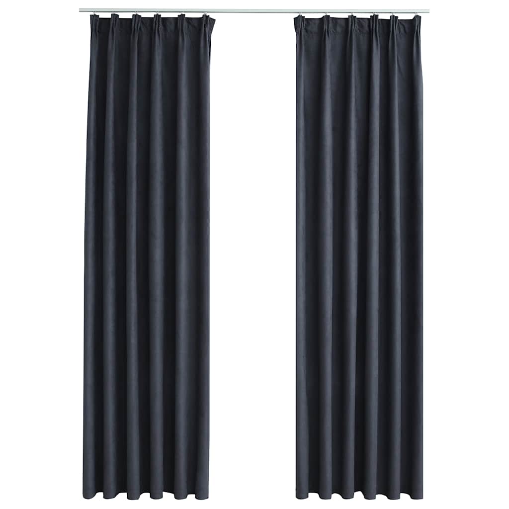 vidaXL Blackout Curtains with Hooks 2 pcs Anthracite 140x245 cm 2