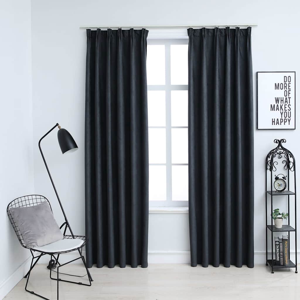 vidaXL Blackout Curtains with Hooks 2 pcs Anthracite 140x245 cm 1