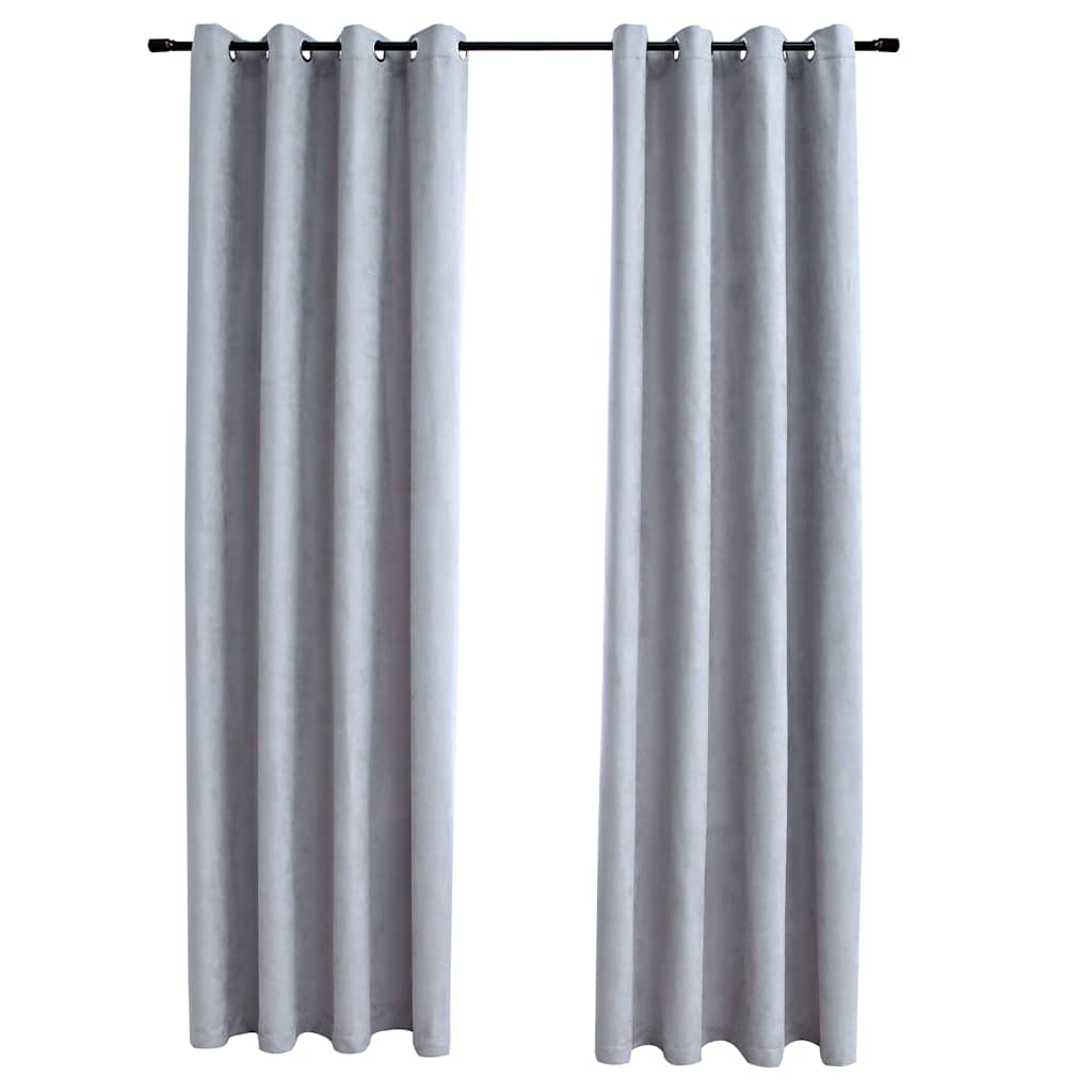 vidaXL Blackout Curtains with Metal Rings 2 pcs Grey 140x175 cm 2