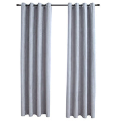 vidaXL Blackout Curtains with Metal Rings 2 pcs Grey 140x175 cm 2