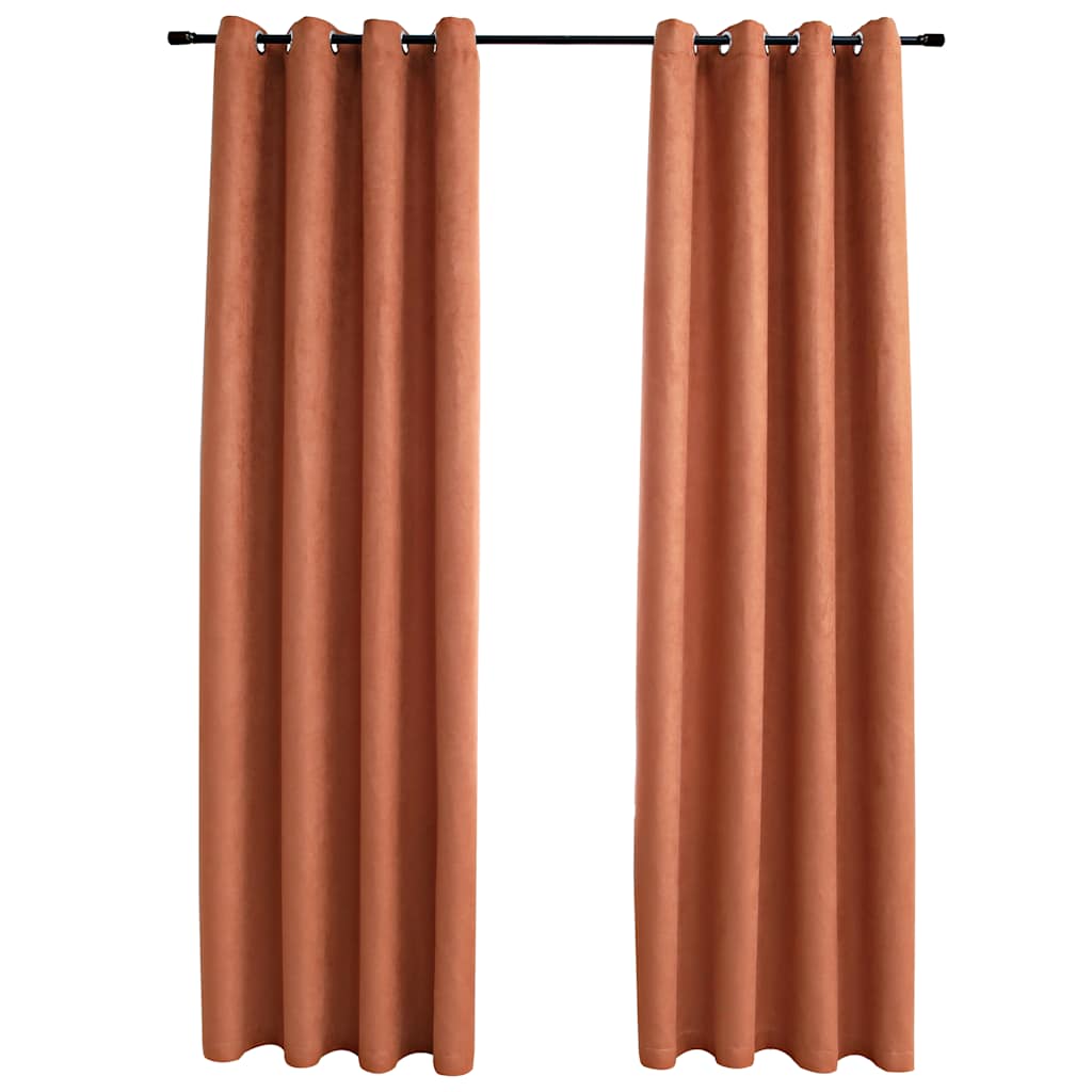 vidaXL Blackout Curtains with Metal Rings 2 pcs Rust 140x245 cm 2