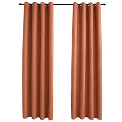 vidaXL Blackout Curtains with Metal Rings 2 pcs Rust 140x245 cm 2