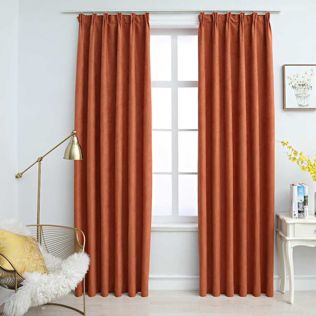 vidaXL Blackout Curtains with Hooks 2 pcs Rust 140x245 cm 1