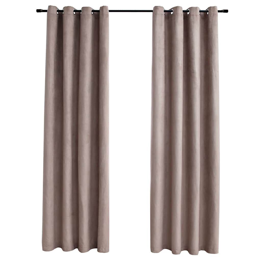 vidaXL Blackout Curtains with Metal Rings 2 pcs Taupe 140x245 cm 2