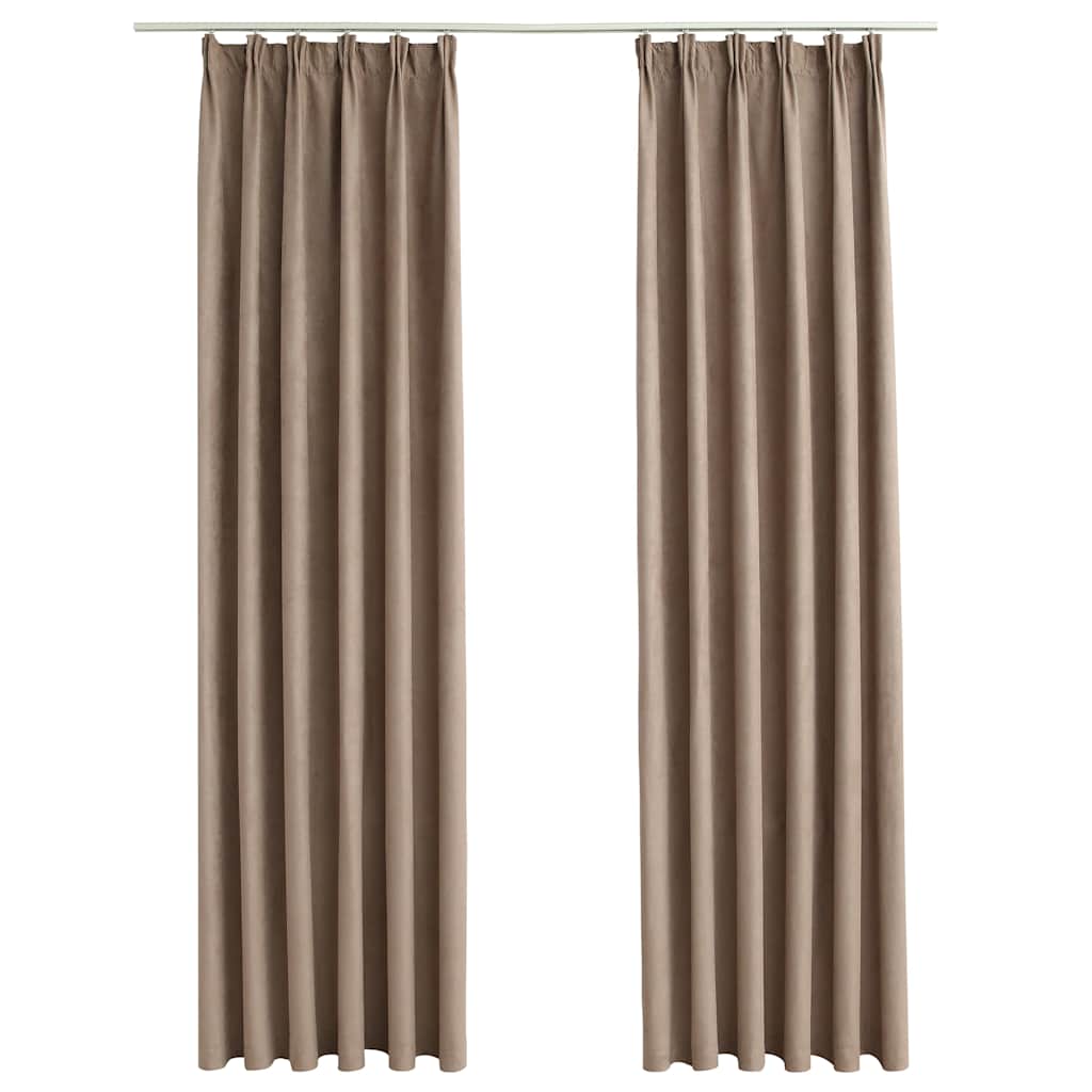 vidaXL Blackout Curtains with Hooks 2 pcs Taupe 140x245 cm 2