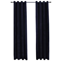 134488 vidaXL Blackout Curtains with Rings 2 pcs Velvet Black 140x175 cm 2