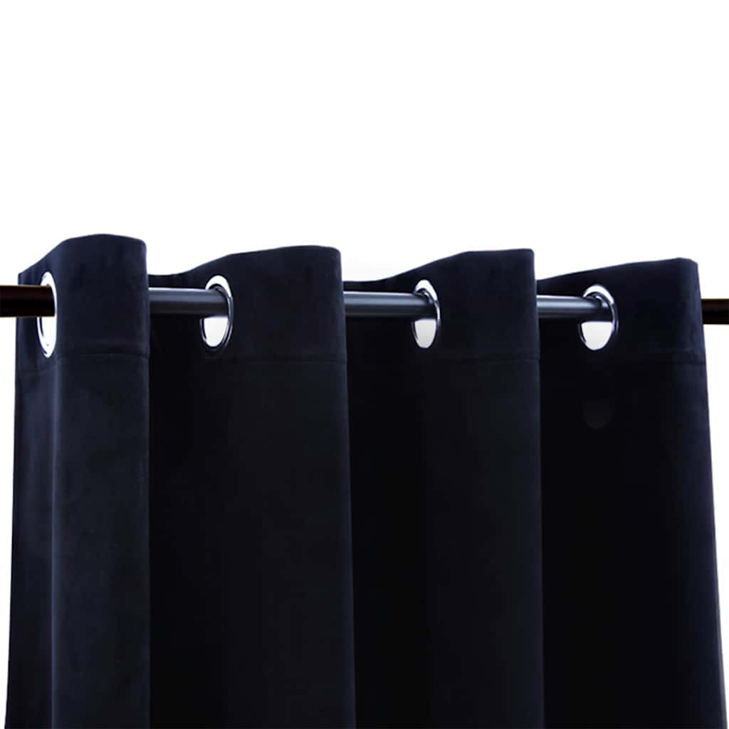 vidaXL Blackout Curtain with Metal Rings Velvet Black 290x245 cm 4