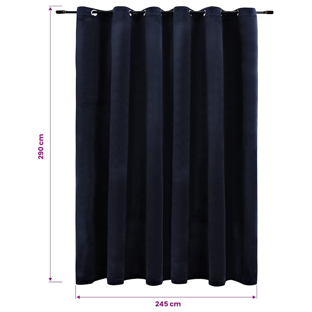 vidaXL Blackout Curtain with Metal Rings Velvet Black 290x245 cm 6