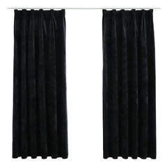 vidaXL Blackout Curtains 2 pcs with Hooks Velvet Black 140x175 cm 2