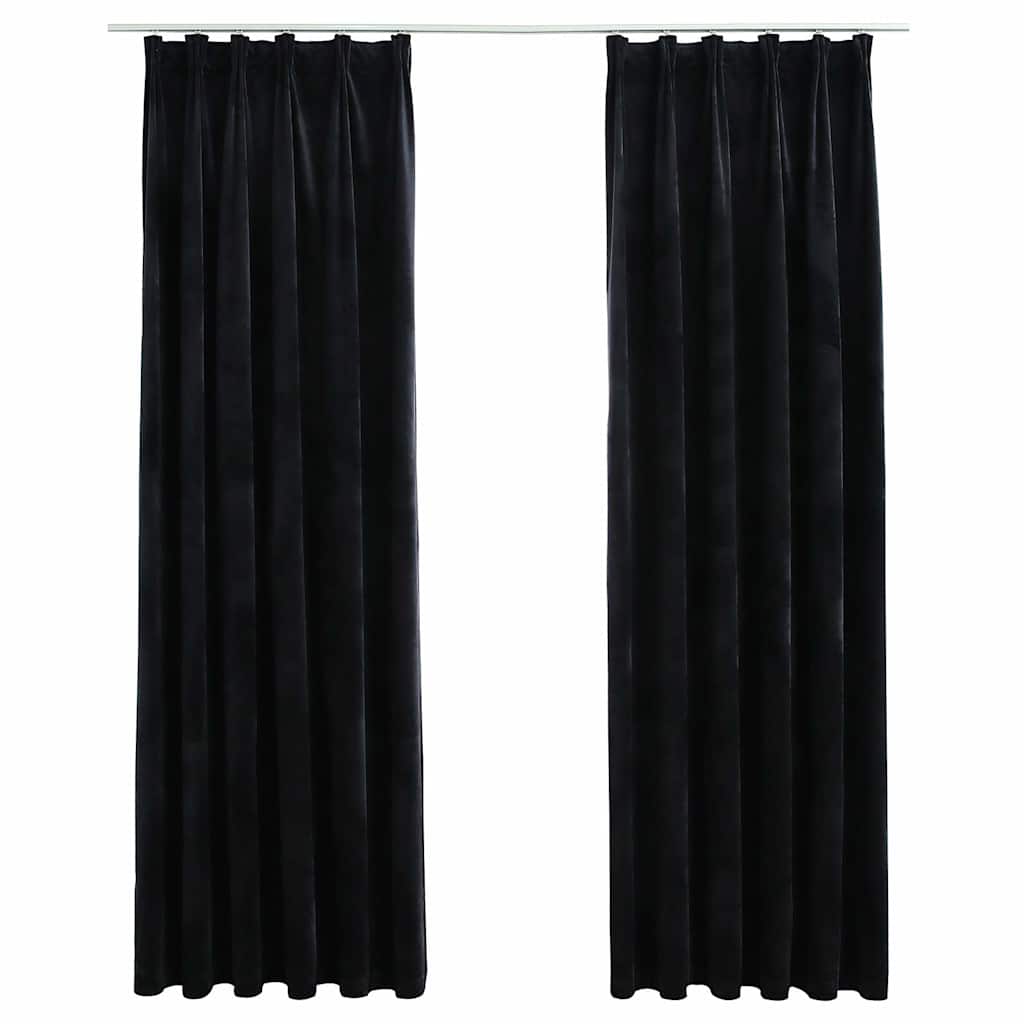 vidaXL Blackout Curtains 2 pcs with Hooks Velvet Black 140x225 cm 2