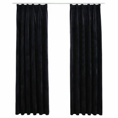 vidaXL Blackout Curtains 2 pcs with Hooks Velvet Black 140x225 cm 2