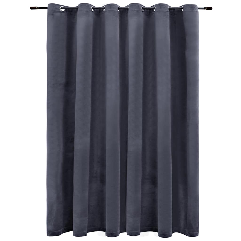 vidaXL Blackout Curtain with Metal Rings Velvet Anthracite 290x245 cm 2