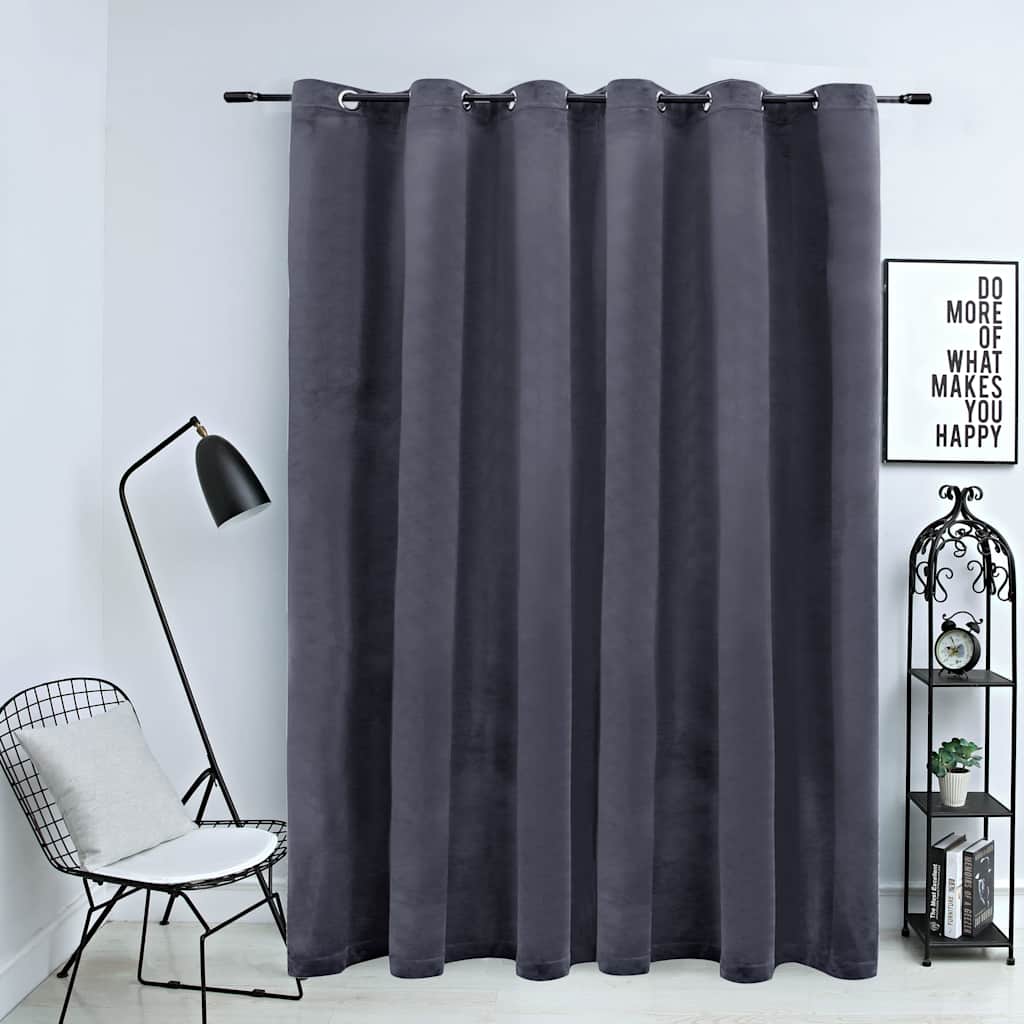 vidaXL Blackout Curtain with Metal Rings Velvet Anthracite 290x245 cm 1