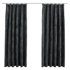 vidaXL Blackout Curtains 2 pcs with Hooks Velvet Anthracite 140x175 cm 2