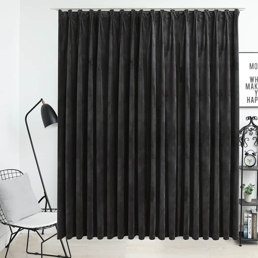 vidaXL Blackout Curtain with Hooks Velvet Anthracite 290x245 cm 1