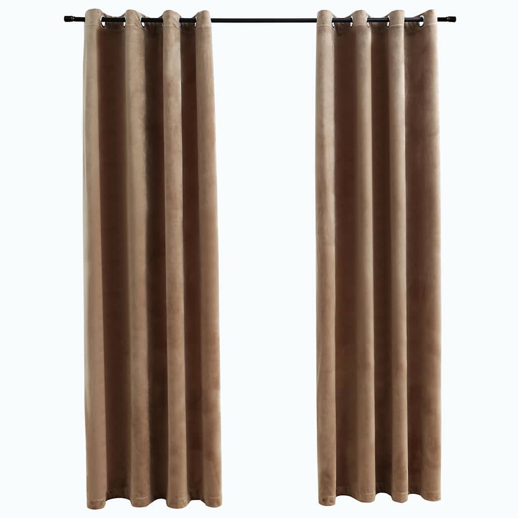 vidaXL Blackout Curtains with Rings 2 pcs Velvet Beige 140x175 cm 2