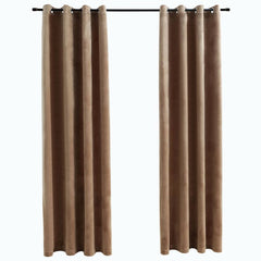 vidaXL Blackout Curtains with Rings 2 pcs Velvet Beige 140x245 cm 2