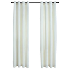 vidaXL Blackout Curtains with Rings 2 pcs Velvet Cream 140x225 cm 2