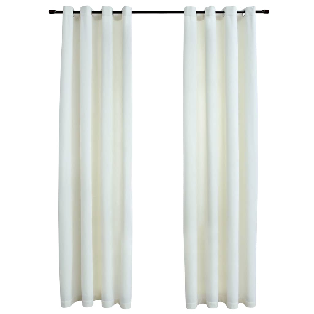 vidaXL Blackout Curtains with Rings 2 pcs Velvet Cream 140x245 cm 2