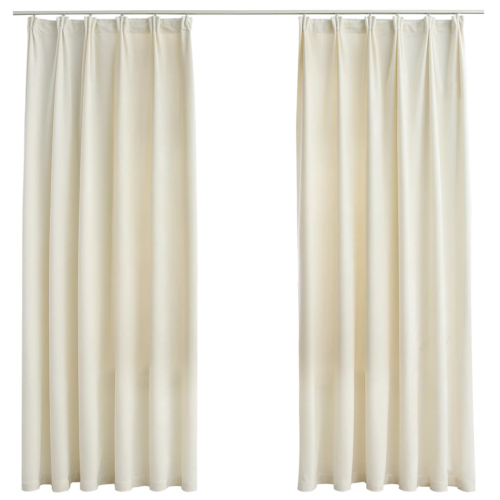 vidaXL Blackout Curtains 2 pcs with Hooks Velvet Cream 140x175 cm 2