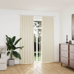 Blackout Curtains 2 pcs with Hooks Velvet Cream 140 x 225 cm