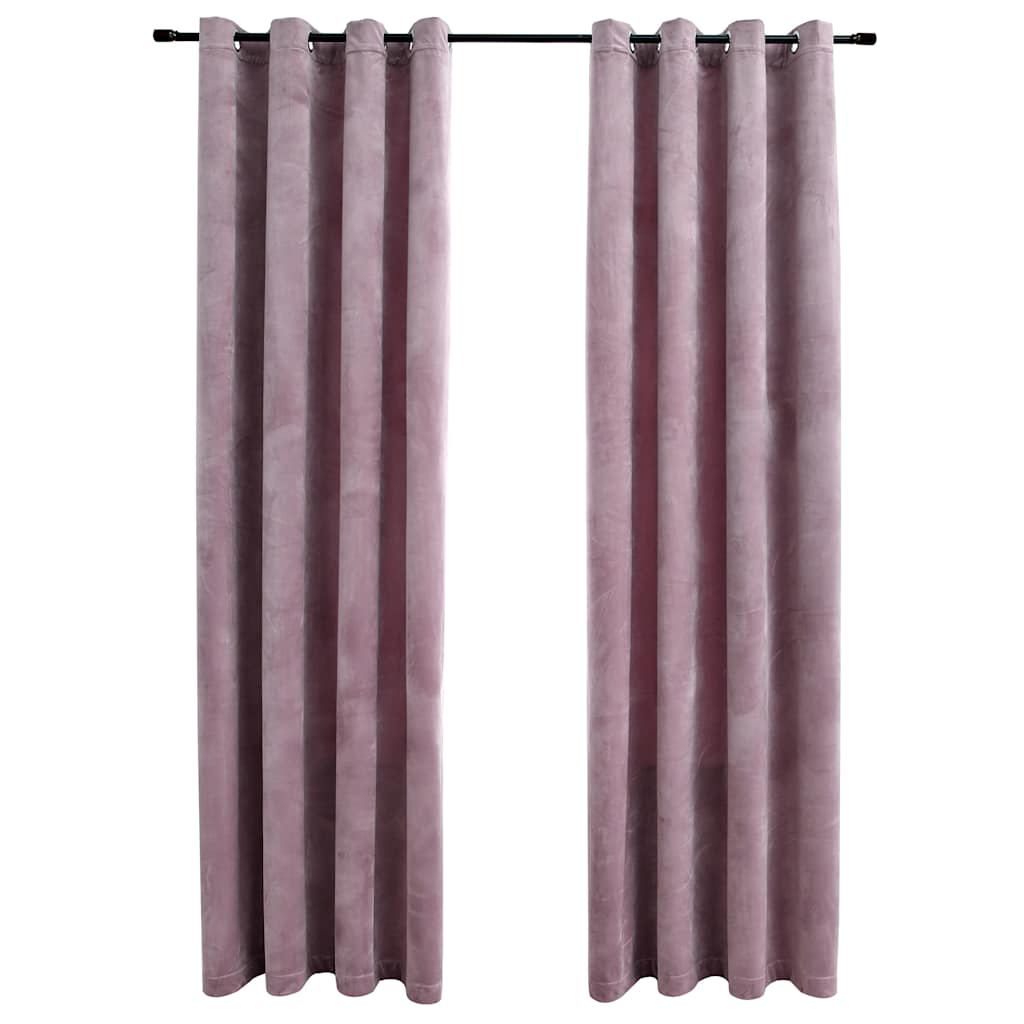vidaXL Blackout Curtains with Rings 2pcs Velvet Antique Pink 140x225cm 2