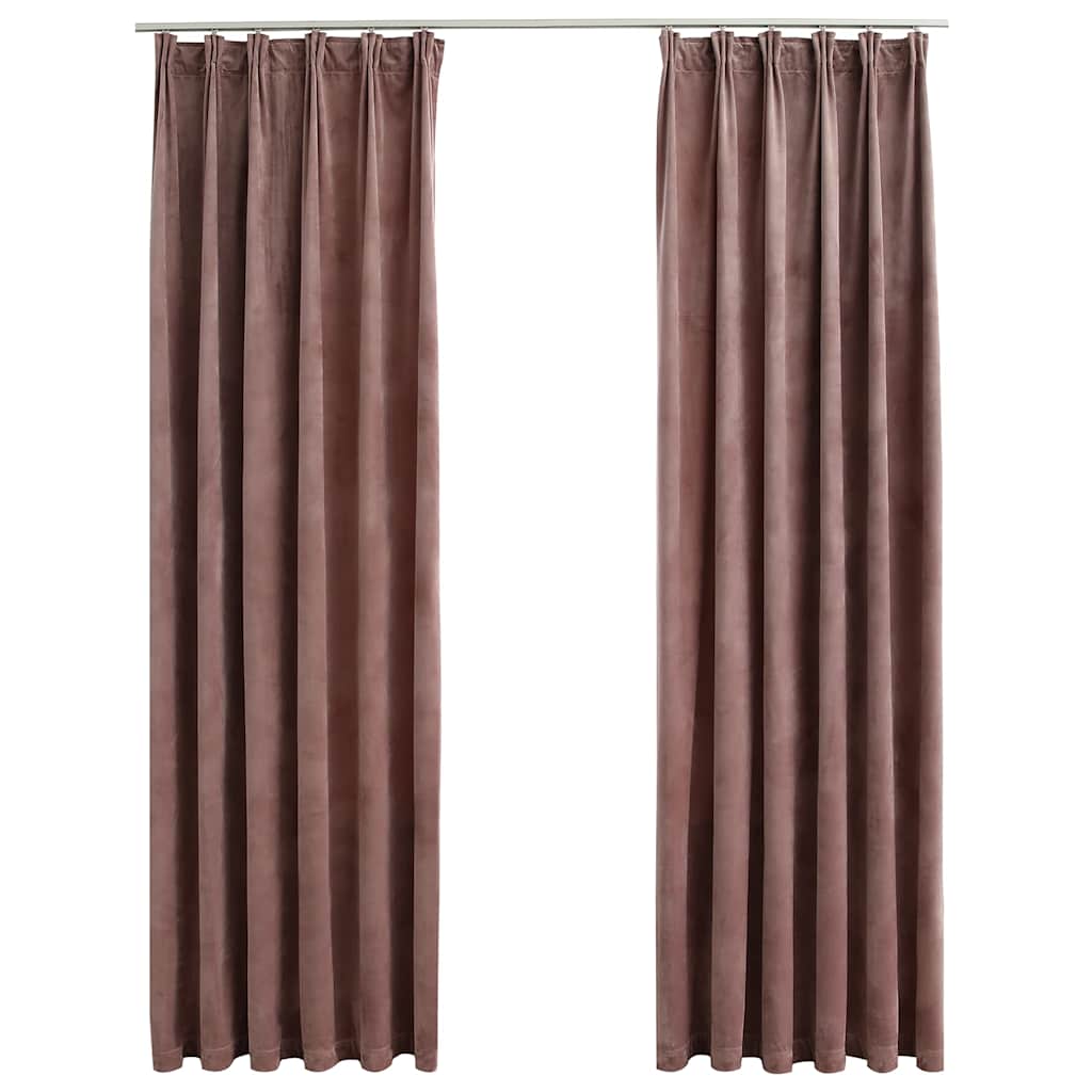 vidaXL Blackout Curtains 2pcs with Hooks Velvet Antique Pink 140x225cm 2