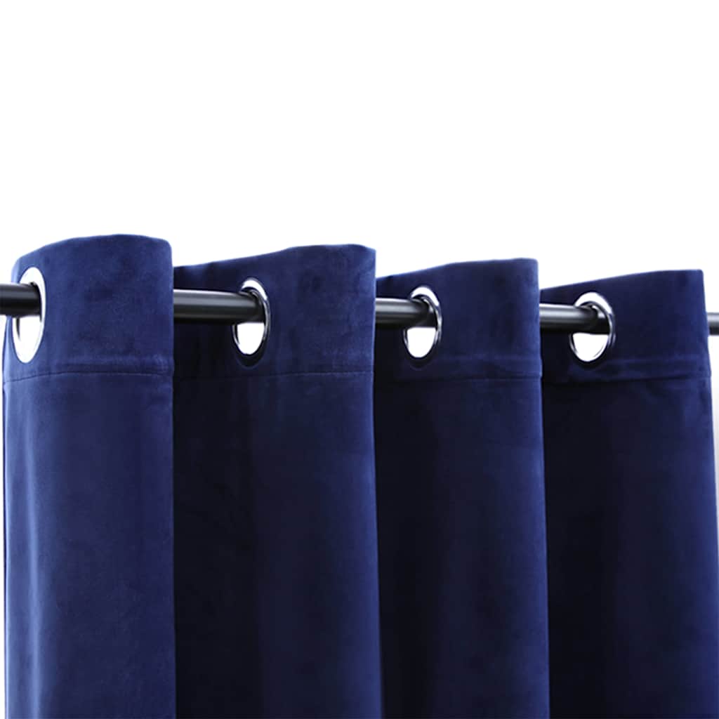 vidaXL Blackout Curtains with Rings 2 pcs Velvet Dark Blue 140x225 cm 3