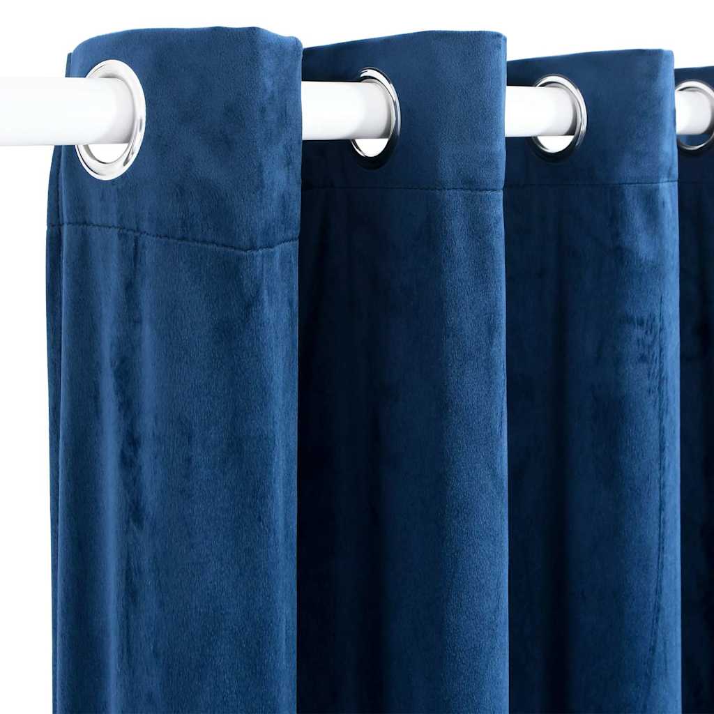 vidaXL Blackout Curtain with Metal Rings Velvet Dark Blue 290x245 cm 4