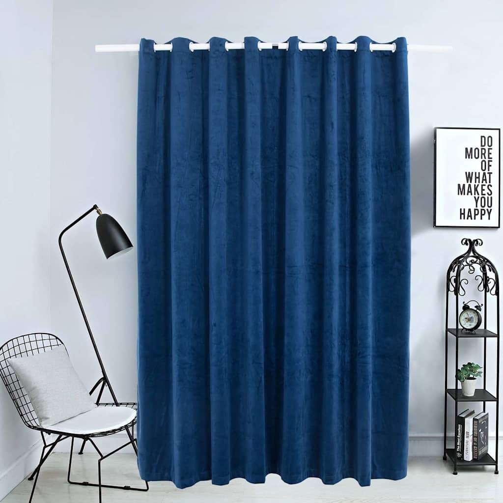 vidaXL Blackout Curtain with Metal Rings Velvet Dark Blue 290x245 cm 1