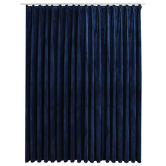 vidaXL Blackout Curtain with Hooks Velvet Dark Blue 290x245 cm 2