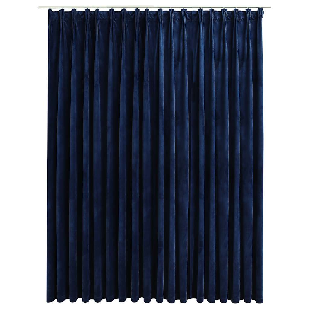 vidaXL Blackout Curtain with Hooks Velvet Dark Blue 290x245 cm 2