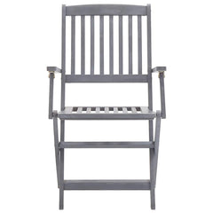 Folding Chairs Solid Acacia Wood with Armrest Grey 4