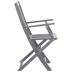 Folding Chairs Solid Acacia Wood with Armrest Grey 4