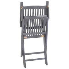 Folding Chairs Solid Acacia Wood with Armrest Grey 4