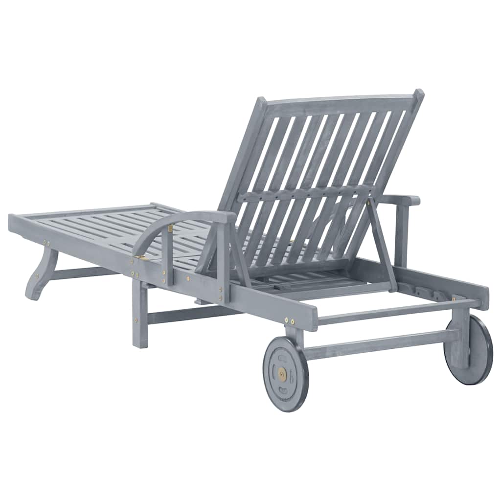 45939 vidaXL Garden Sun Lounger Grey Solid Acacia Wood 3