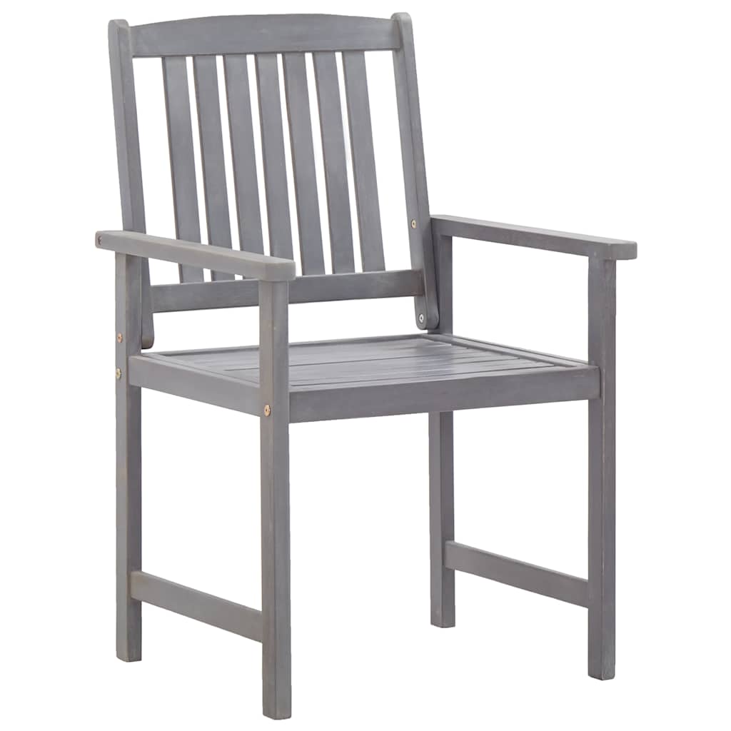 vidaXL 5 Piece Outdoor Dining Set Grey Solid Acacia Wood 4