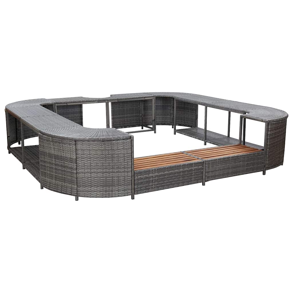 Square Spa Surround 268 x 268 x 55 cm Poly Rattan Grey