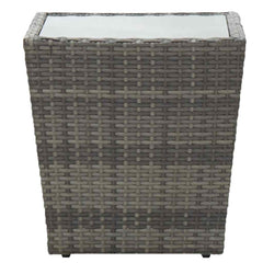 vidaXL Tea Table | Grey and transparent | PE rattan, steel, tempered glass 2