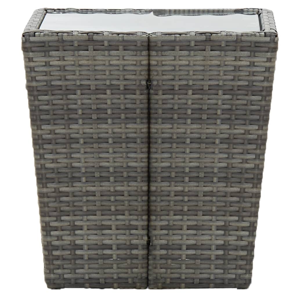 vidaXL Tea Table | Grey and transparent | PE rattan, steel, tempered glass 3
